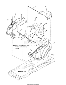Fender Group Diagram and Parts List for 7800690 (107280071)(2011) Briggs and Stratton Lawn Tractor